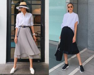 Chân váy dáng dài phối gì theo phong cách Hà Tăng