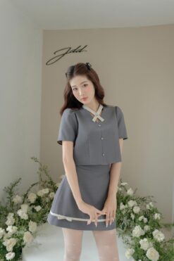 chân váy chữ A đè gấu full set