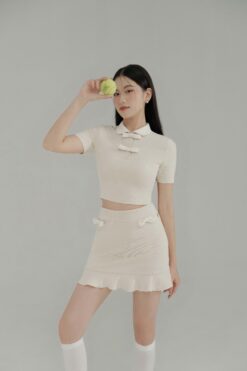 Áo croptop cổ trụ đính nơ