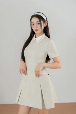 Đầm chữ A 2 túi ốp xếp ly chụm