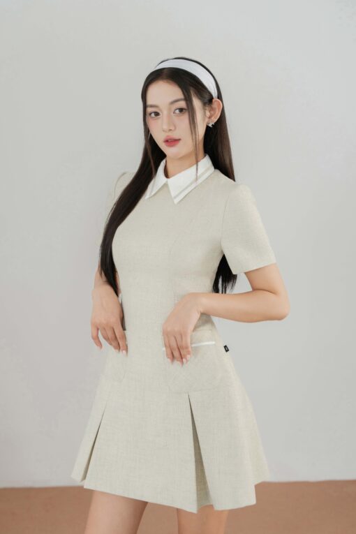 Đầm chữ A 2 túi ốp xếp ly chụm