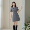 Đầm cổ đức 2 hàng cúc , chân A