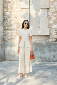 Quần ống suông hai cạp A ly cao