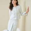 Thanh lịch với set kiểu 2 hàng cúc xanh