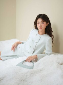 Set kiểu xanh 2 hàng cúc dọc