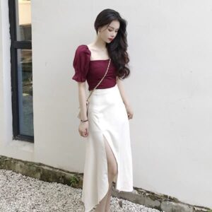 Chân váy công sở xẻ tà bên